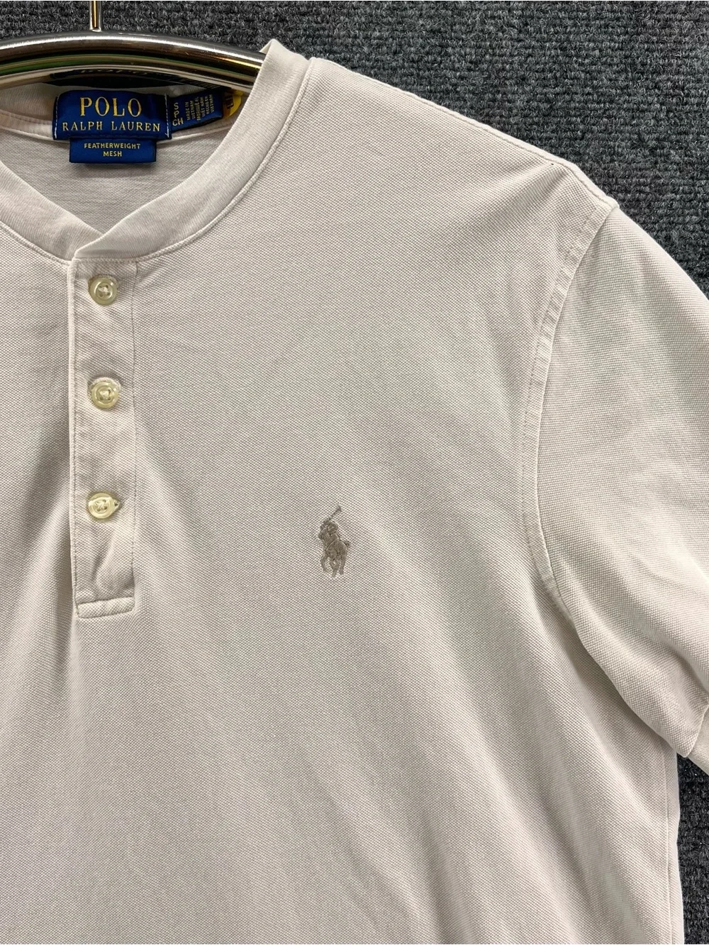 Polo Ralph Lauren Henley Shirt Mens Small Off White Featherweight Mesh Preppy